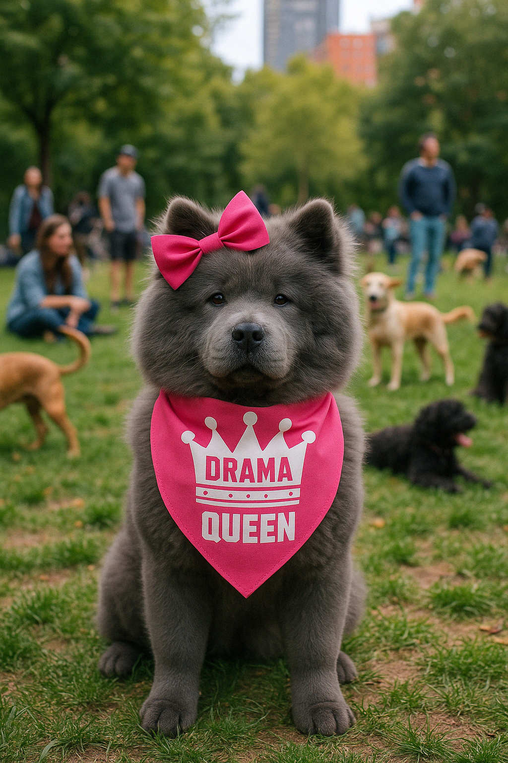 Parisian Pet 'Drama Queen' Bandana for Dogs & Cats - Fashionable, Comfortable, Fun Pink Dog & Cat Bandana, Trendy Pet Accessory