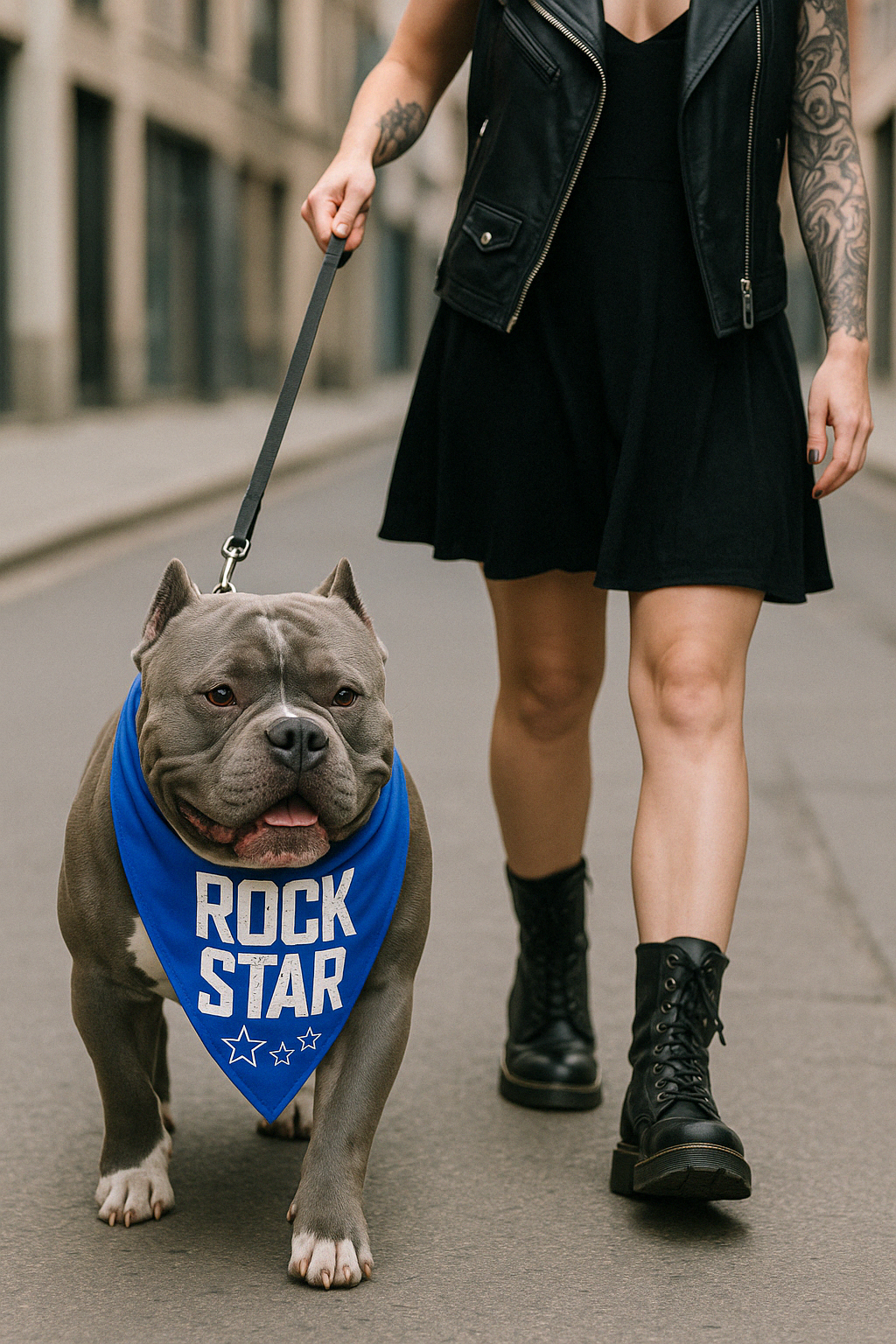 Parisian Pet 'Rock Star' Bandana for Dogs & Cats - Fashionable, Comfortable Blue Pet Bandana for Trendy Pets