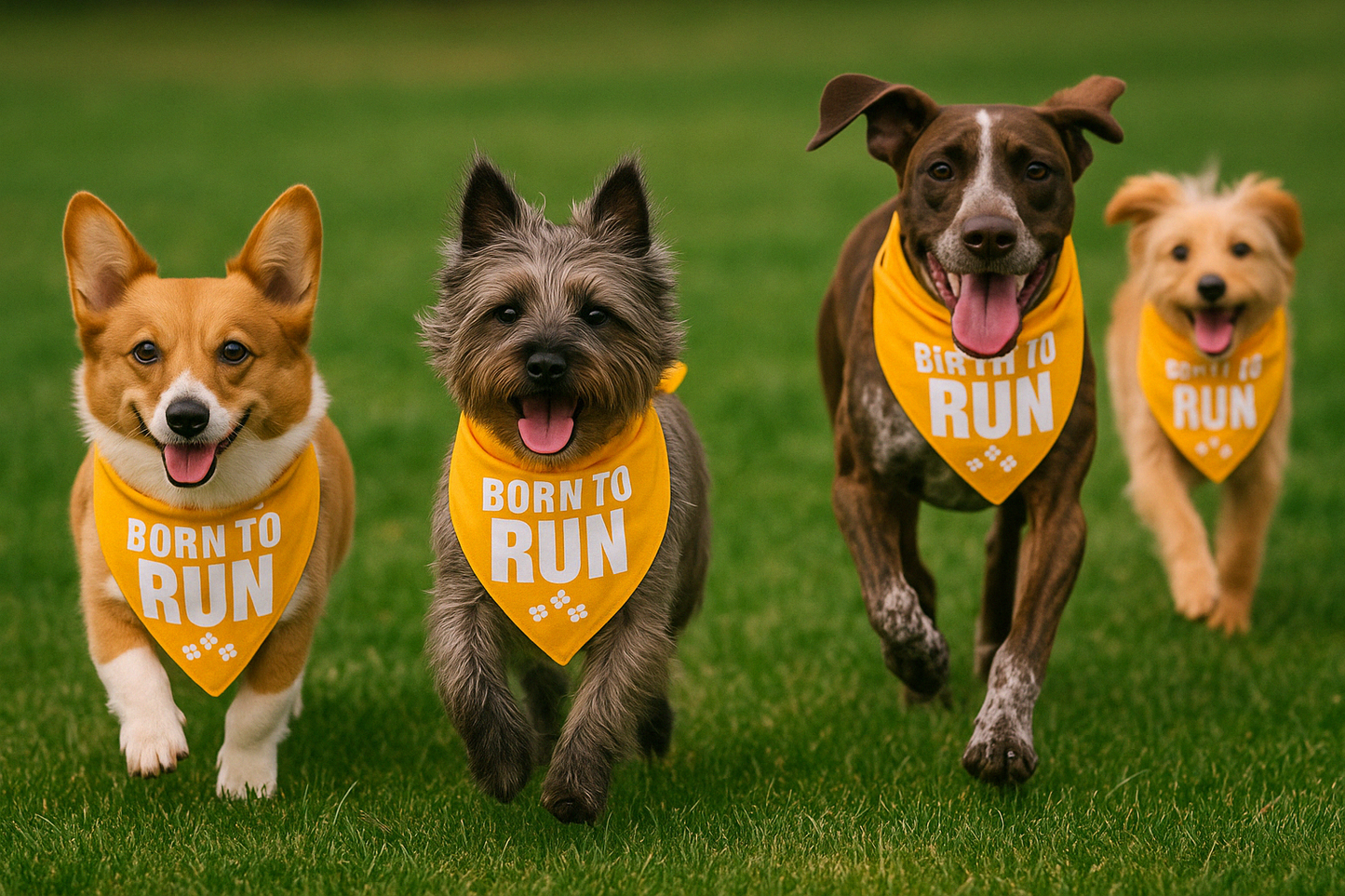 Parisian Pet 'Born to Run' Bandana - Fashionable, Soft, Comfortable Yellow Bandana for Dogs & Cats