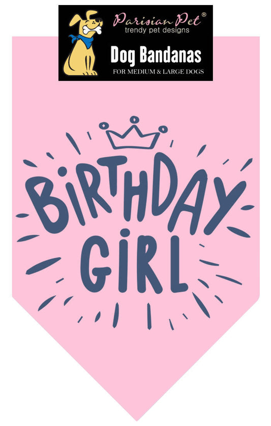 Parisian Pet 'Birthday Girl' Dog Bandana – Happy Birthday Pet Outfit, Party Scarf for Dogs & Cats, Perfect Gift & Accessories, Pink