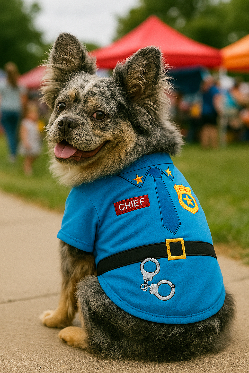 Parisian Pet 'Officer Woof' Halloween Costume for Dogs & Cats – Police Dog Costume, Pet Officer Outfit for Halloween, Light Blue