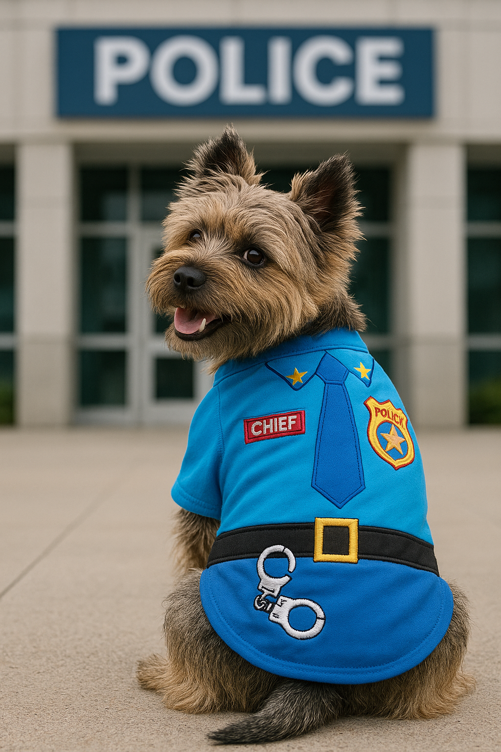 Parisian Pet 'Officer Woof' Halloween Costume for Dogs & Cats – Police Dog Costume, Pet Officer Outfit for Halloween, Light Blue