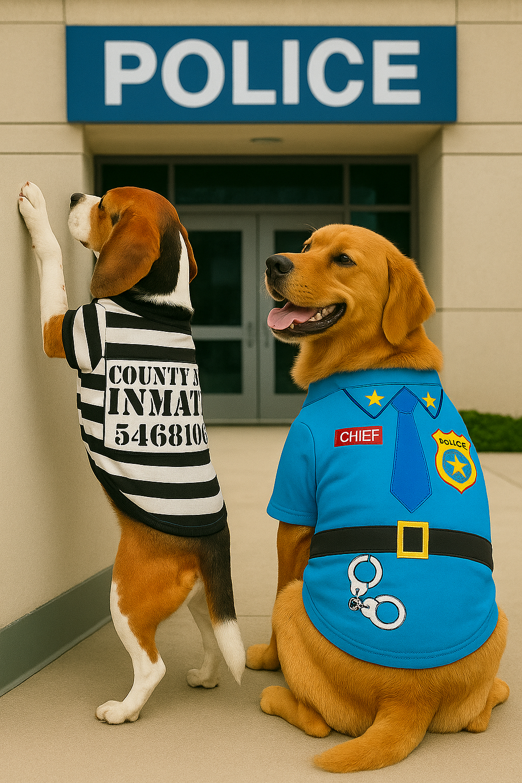 Parisian Pet 'Officer Woof' Halloween Costume for Dogs & Cats – Police Dog Costume, Pet Officer Outfit for Halloween, Light Blue