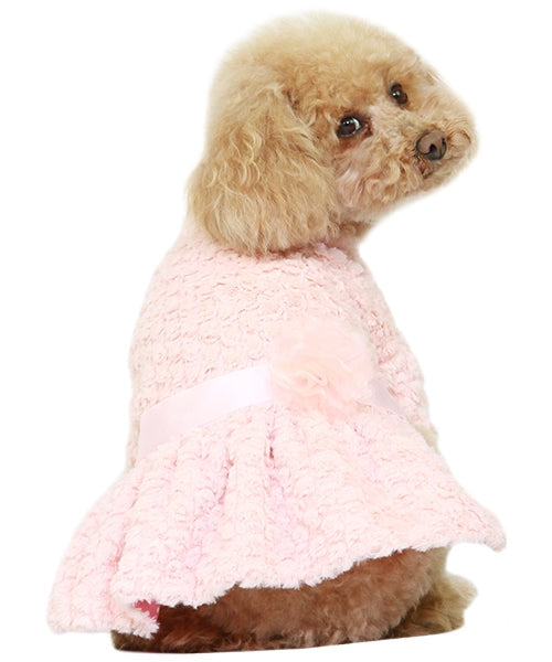 Dobaz 'Fur Dress' for Dogs & Cats, Elegant and Cozy Pet Apparel, Fashionable Dog Dress for Special Occasions, Perfect for Winter, Pink