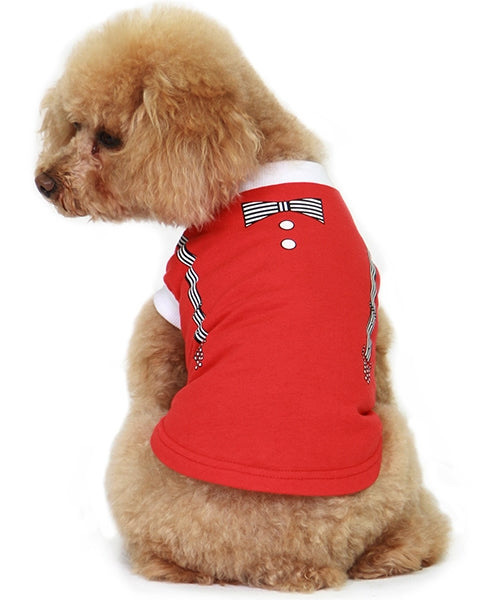 Dobaz 'Suspenders Shirt' for Dogs & Cats, Trendy and Comfortable Dog Shirt, Fashionable Pet Apparel for Special Occasions, Red