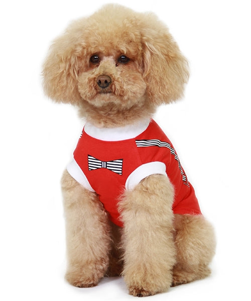 Dobaz 'Suspenders Shirt' for Dogs & Cats, Trendy and Comfortable Dog Shirt, Fashionable Pet Apparel for Special Occasions, Red