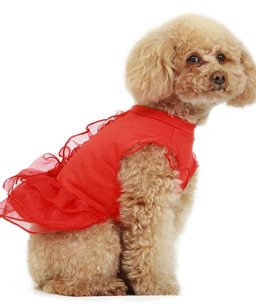 Dobaz 'Tutu Dress' for Dogs & Cats, Cute and Comfortable Pet Tutu Dress, Ideal for Parties, Events, and Special Occasions-Red