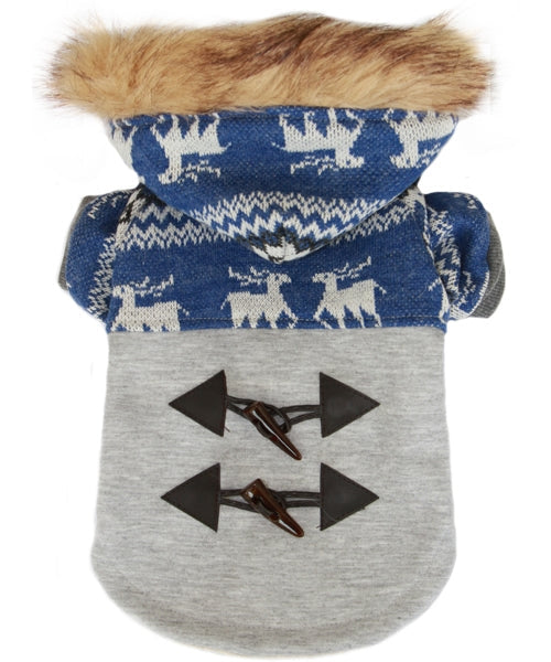 Ox Horn Button Dog Coat Blue