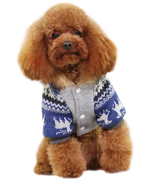 Dobaz 'Ox Horn Button Dog Coat' for Dogs & Cats - Warm and Fashionable Cold Weather Pet Clothing, Ideal Winter Coat for Small Breeds, Blue