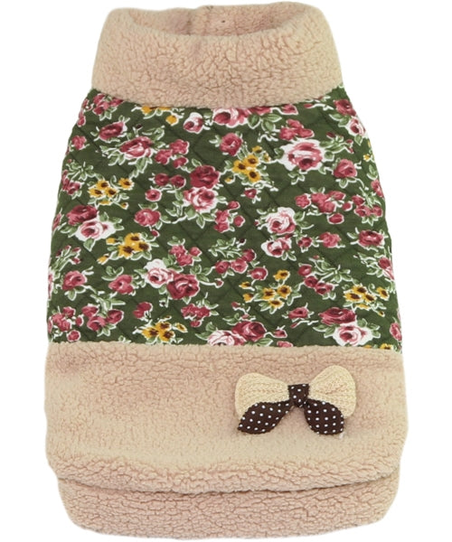 Floral Dog Sweater Khaki