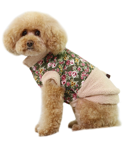 Dobaz 'Floral Design Sweater' for Dogs & Cats - Fashionable and Cozy Pet Sweater, Ideal Cold Weather Outfit for Small Breeds, Khaki
