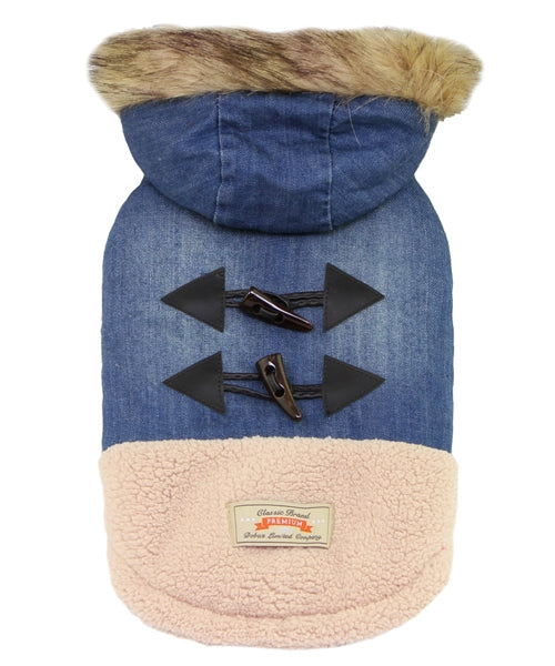 Denim Fur Dog Coat