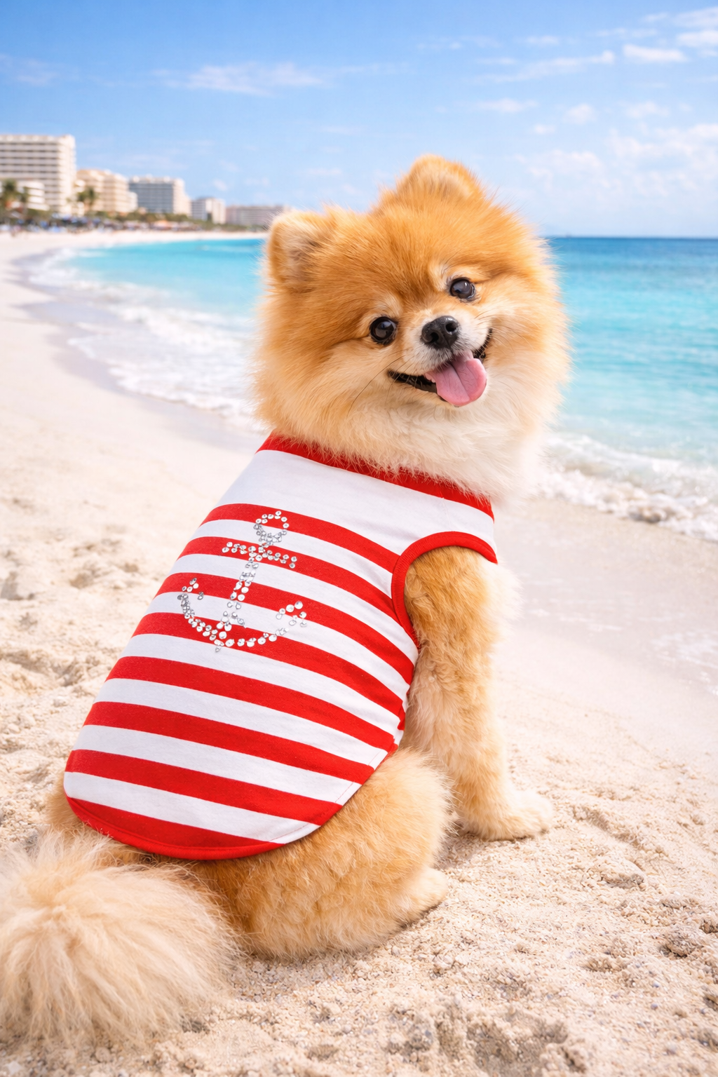 Dobaz 'Anchor Dog Tank Top' for Dogs & Cats - Fashionable and Lightweight Summer Apparel, Perfect Nautical Pet Clothing for Small Breeds, Red & White Stripes