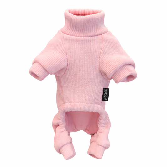 Dobaz 'Ribbed PJs' for Dogs & Cats – Trendy and Comfortable Pink Dog Pajamas, Soft Ribbed Sleepwear for Pets, Ideal for Sleeping and Lounging