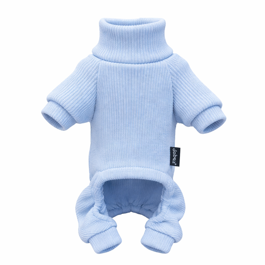 Dobaz 'Ribbed PJs' for Dogs & Cats – Trendy and Cozy Pet Pajamas, Soft Ribbed Dog Sleepwear, Comfortable Blue Pajamas for Lounging Pets