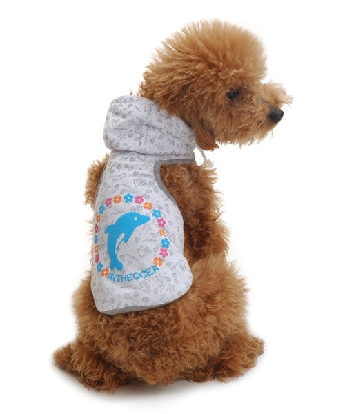 Dobaz 'Dolphin Hoodie' for Dogs & Cats – Fashionable and Soft Sleeveless Dog Hoodie, Comfortable Gray Pet Apparel for Active Pets