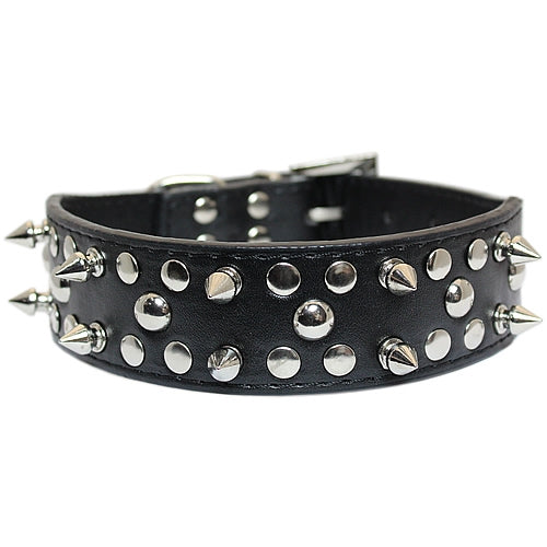 Spikes n Studs Dog Collar Black