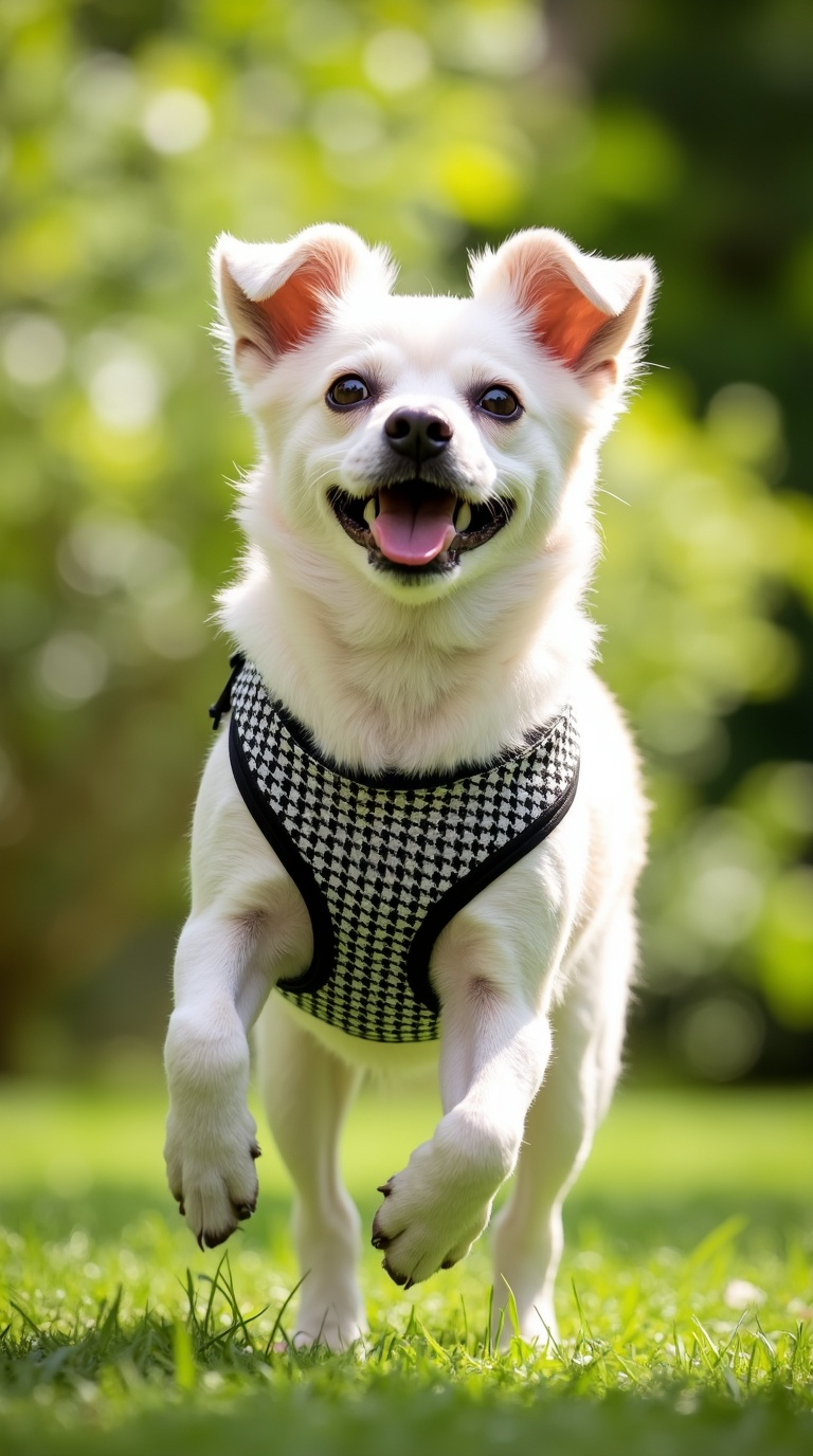 Parisian Pet 'Freedom Harness Black Houndstooth' for Dogs & Cats – Durable Adjustable Houndstooth Design Pet Harness, Black