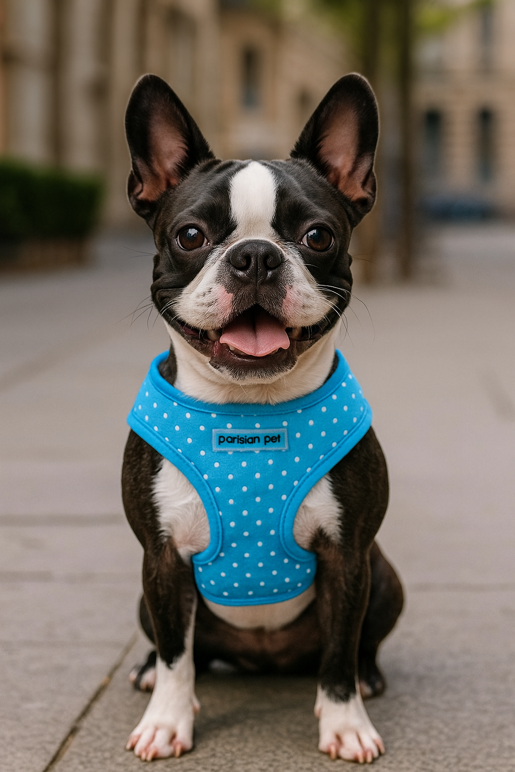 Parisian Pet 'Freedom Harness Polka Dot' for Dogs & Cats – Adjustable Blue Dog Harness, Stylish and Durable Fit