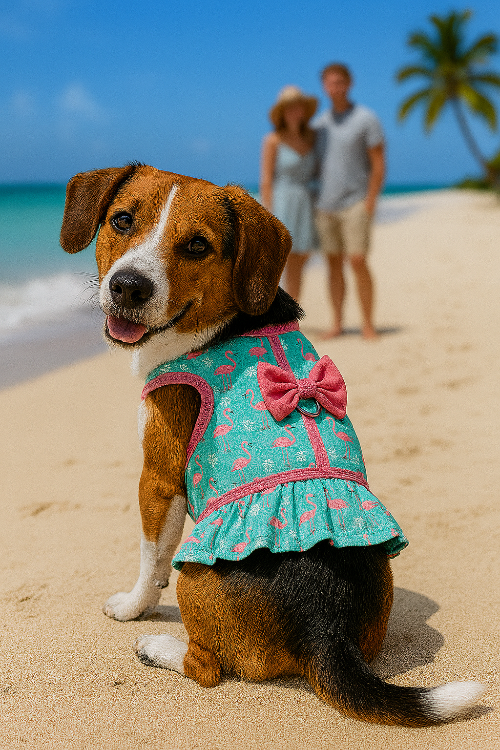 Parisian Pet 'Breathable Flamingo Pet Dress with Built-in Harness' for Dogs & Cats – Pink and Aqua