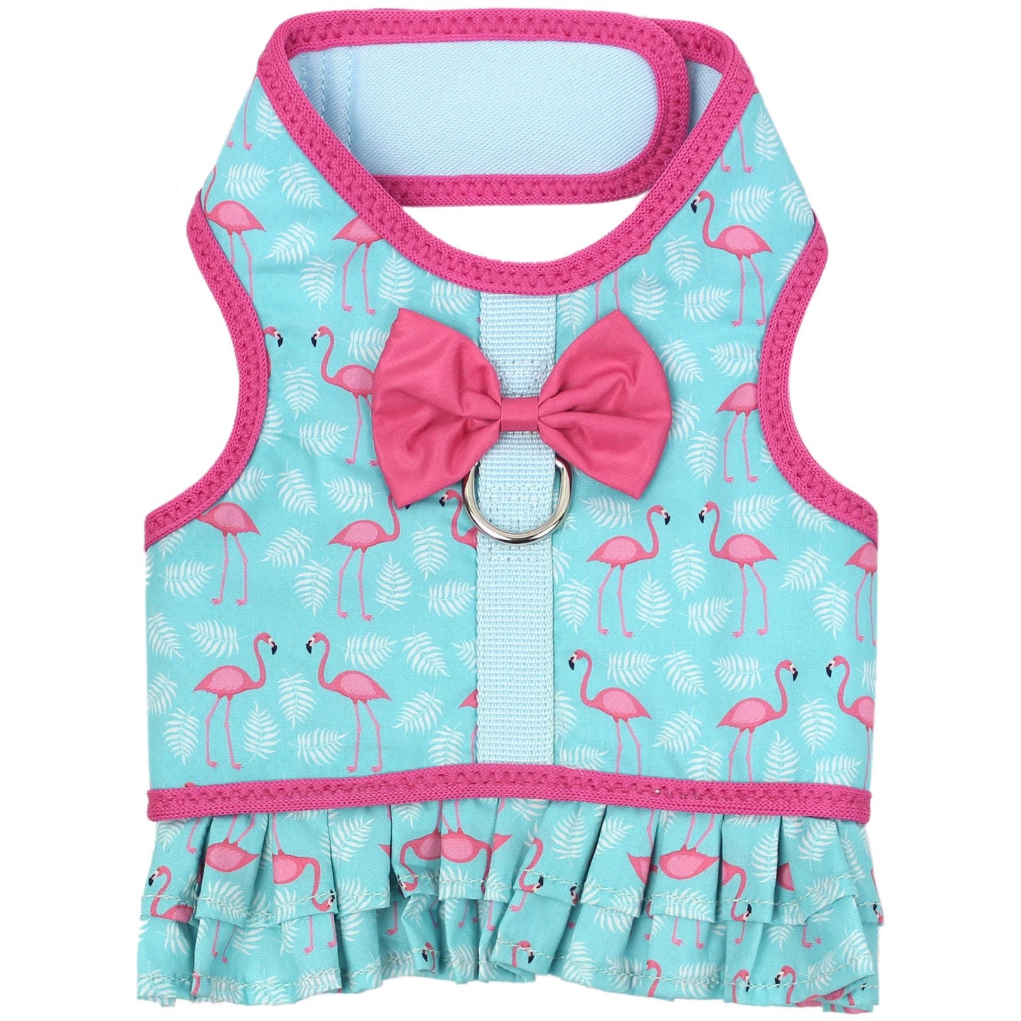 Parisian Pet 'Breathable Flamingo Pet Dress with Built-in Harness' for Dogs & Cats – Pink and Aqua