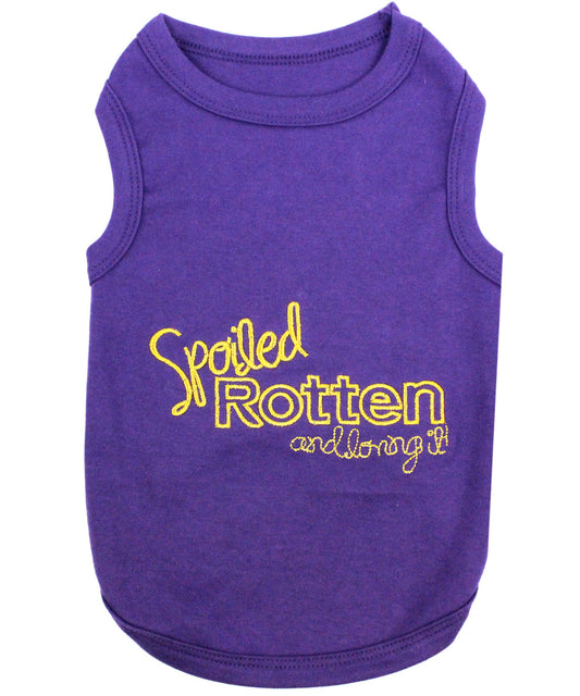 Parisian Pet 'Spoiled Rotten' Dog Shirt – Funny Embroidered T-Shirt for Dogs & Cats, Purple