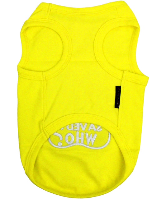 Parisian Pet 'Who Saved Who' Heartwarming Dog Shirt – Funny Slogan Pet T-Shirt for Dogs & Cats, Light Yellow