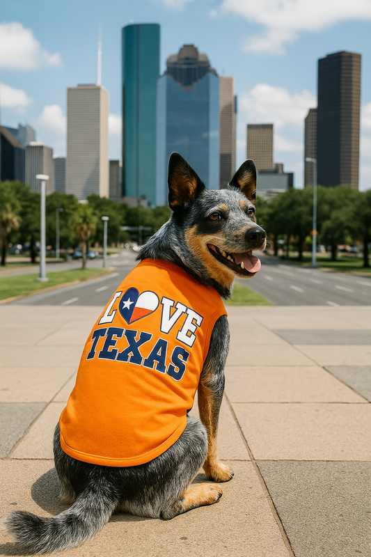 Parisian Pet 'Love Texas' Pet T-Shirt – Trendy Texas-Themed Outfit for Small Dogs & Cats, Orange