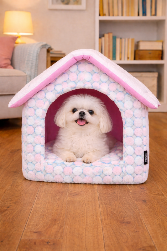 Parisian Pet 'Cotton Candy House' Gray (S) for Dogs & Cats - Cozy, Durable, Plush Pink Pet House for Small Pets, Washable Design