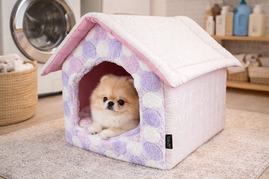 Parisian Pet 'Cotton Candy House' (S) for Dogs & Cats - Cozy, Durable, Lightweight Pink Pet House for Small Pets, Washable Design