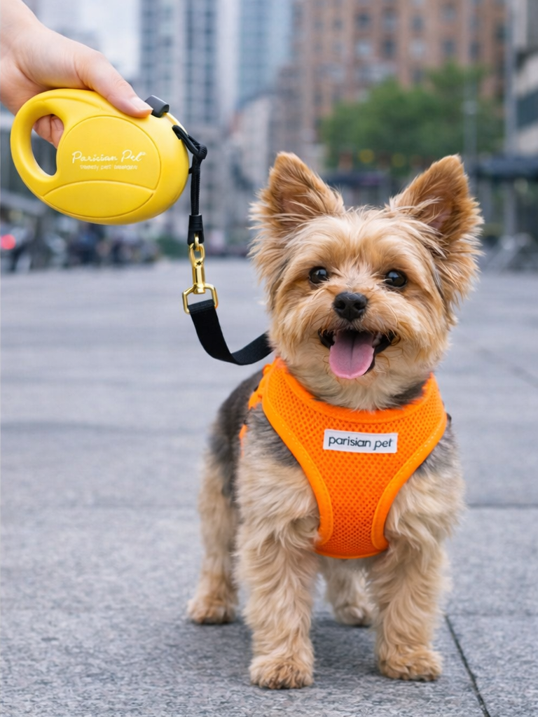 Parisian Pet 'Retractable Leash M' for Dogs & Cats – 16-Foot Durable Leash for Dogs Up to 44 lbs, Yellow