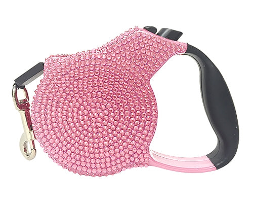 Crystal Retractable Leash Pink