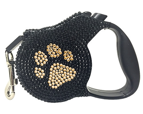 Crystal Retractable Leash Golden Paw