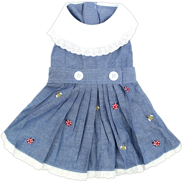 ocean denim dog dress Dog Summer Denim Dress Pet Outfit -Langerland LANGERLAND