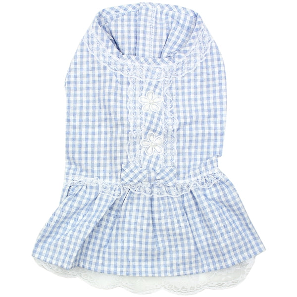 Parisian Pet Gingham Countryside Lace Dog Dress - Blue - Large Parisian Pet Gingham Countryside Lace Dog Dress - Blue - Large
