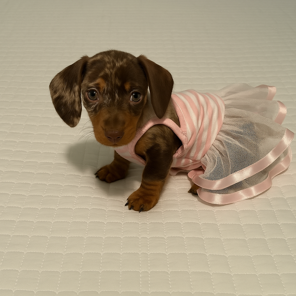Parisian Pet 'Ballerina Dress' Dog & Cat Shirt – Unique Floral Pet Dress, Perfect for Summer - Pink and White Stripes-Valentine's Day
