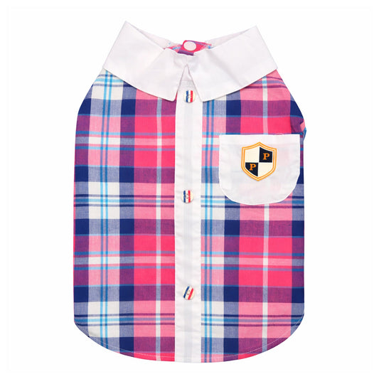 Parisian Pet ‘Plaid Dog Shirt’ Stylish Outfit for Dogs & Cats Pink