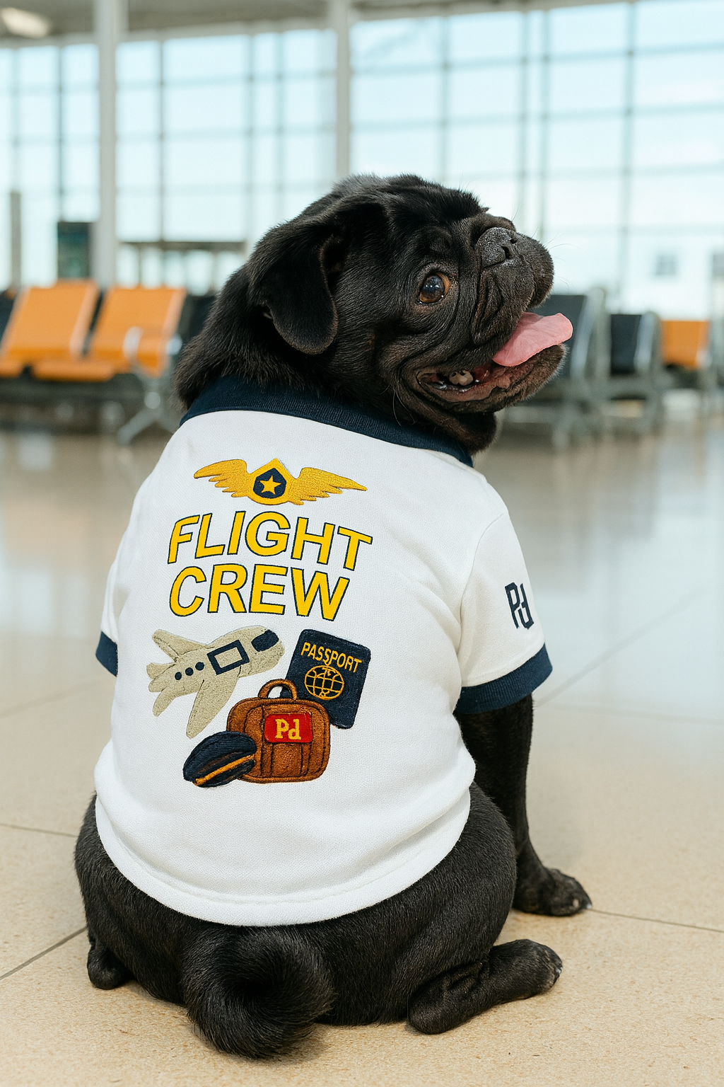 Parisian Pet Flight Crew Pilot Dog Halloween Costume - Navy & White