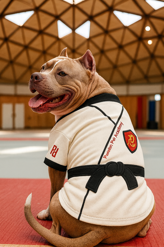 Parisian Pet 'Karate Academy' Halloween Costume for Dogs & Cats – Adorable Martial Arts Dog Costume, Pet Halloween Outfit, White Black and Red