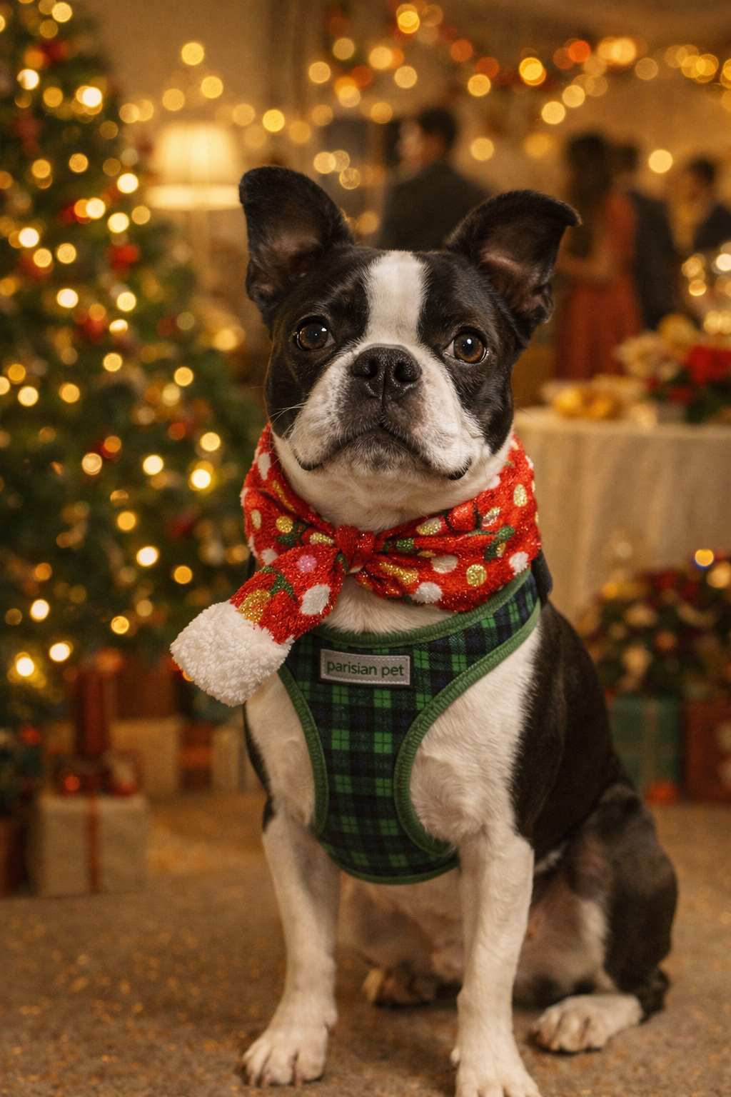 Parisian Pet 'Freedom Harness Scottish' for Dogs & Cats – Comfortable Adjustable Plaid Dog Harness, Durable Design, Green & Blue