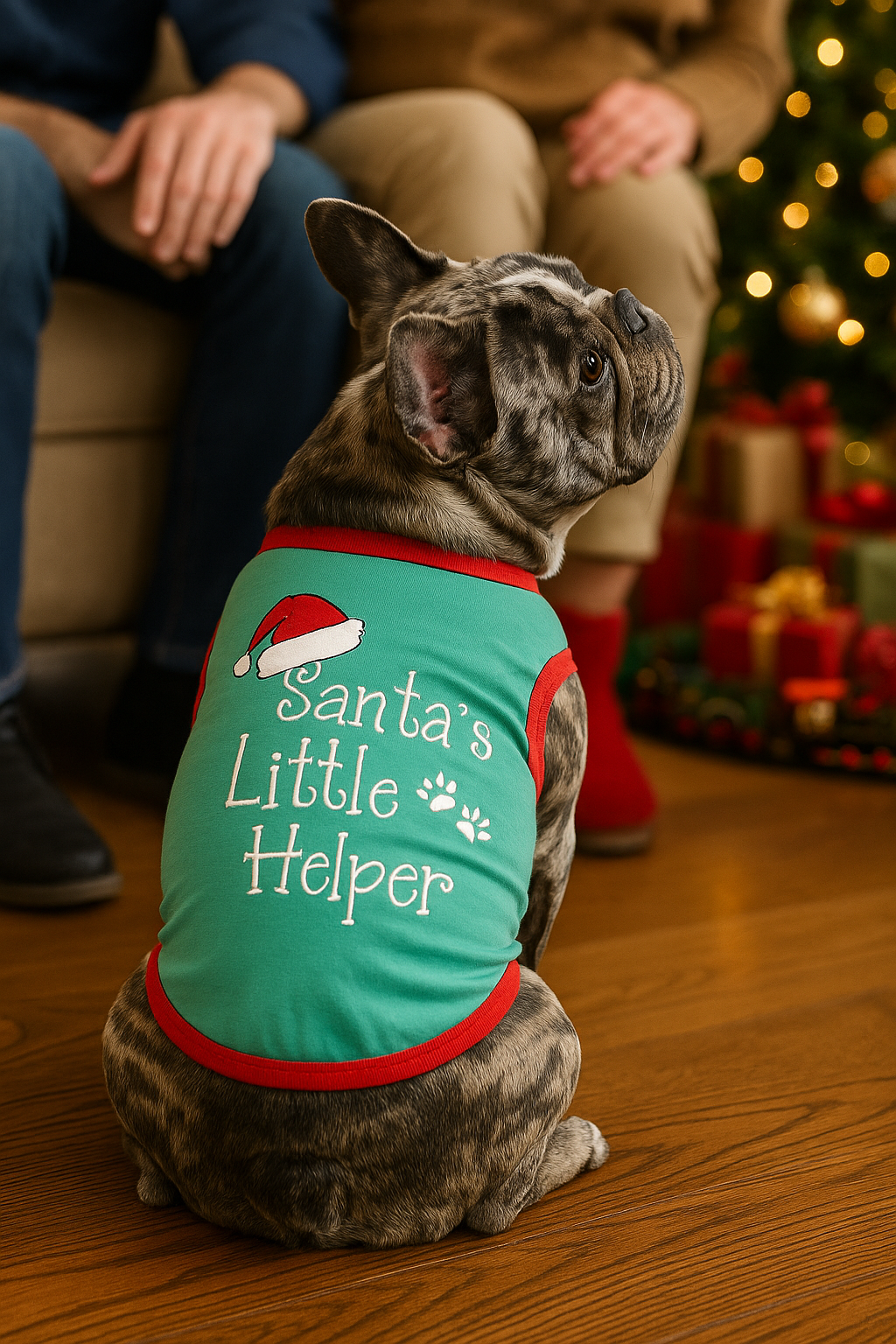 Parisian Pet 'Santa's Little Helper' Dog & Cat Shirt - Christmas Pet Apparel, Green