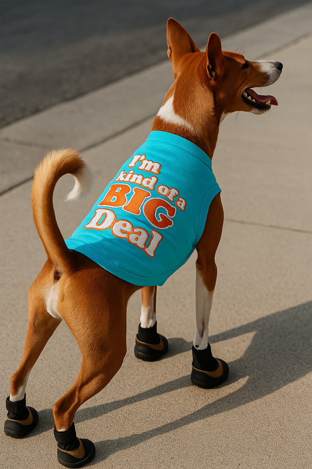Parisian Pet 'I'm Kind of a Big Deal' Humorous Dog Shirt – Embroidered Graphic Pet T-Shirt for Dogs & Cats, Light Blue