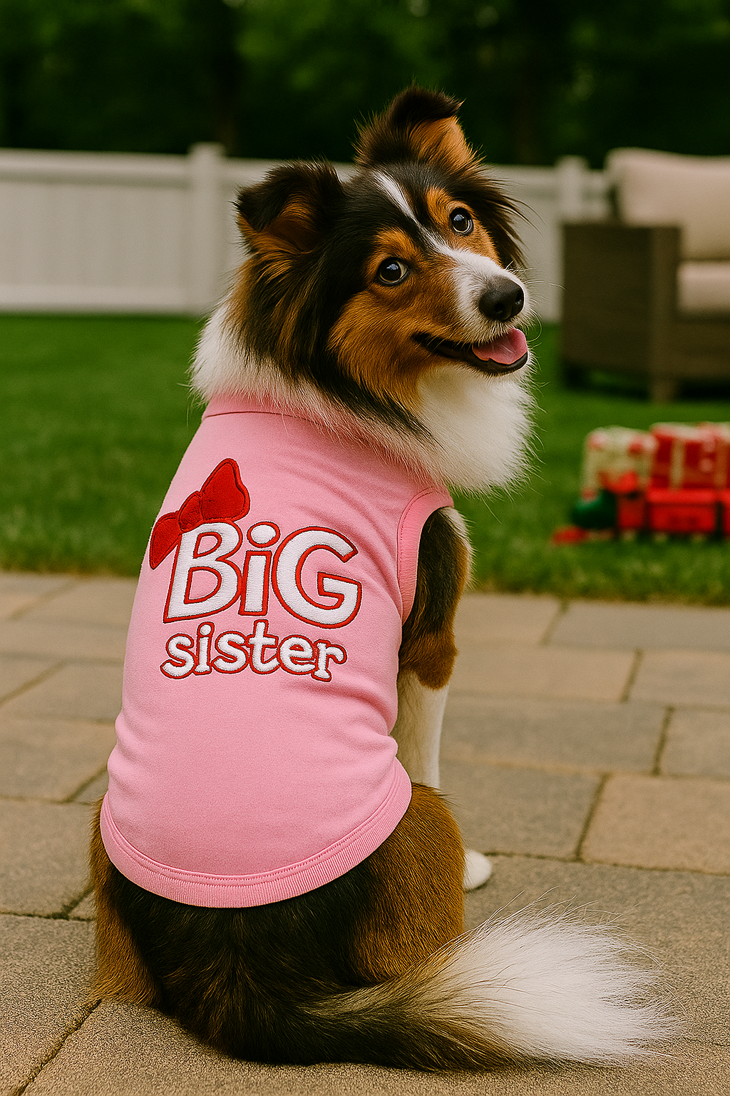 Parisian Pet 'Big Sister' Trendy Dog Apparel – Breathable Embroidered Pet Wear for Dogs & Cats, Pink