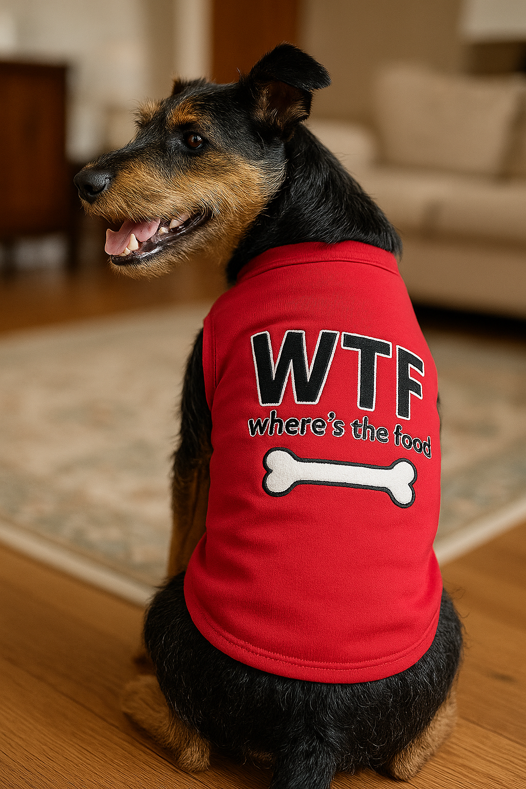 Parisian Pet 'WTF' Pet Shirt - Funny Dog & Cat Shirt, Red