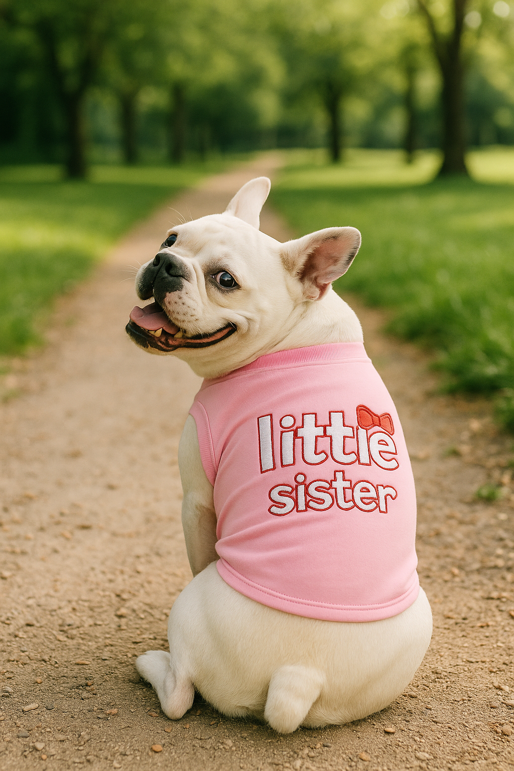 Parisian Pet 'Little Sister' Pet Shirt - Cute Dog Fashion Shirt for Dogs & Cats, Pink