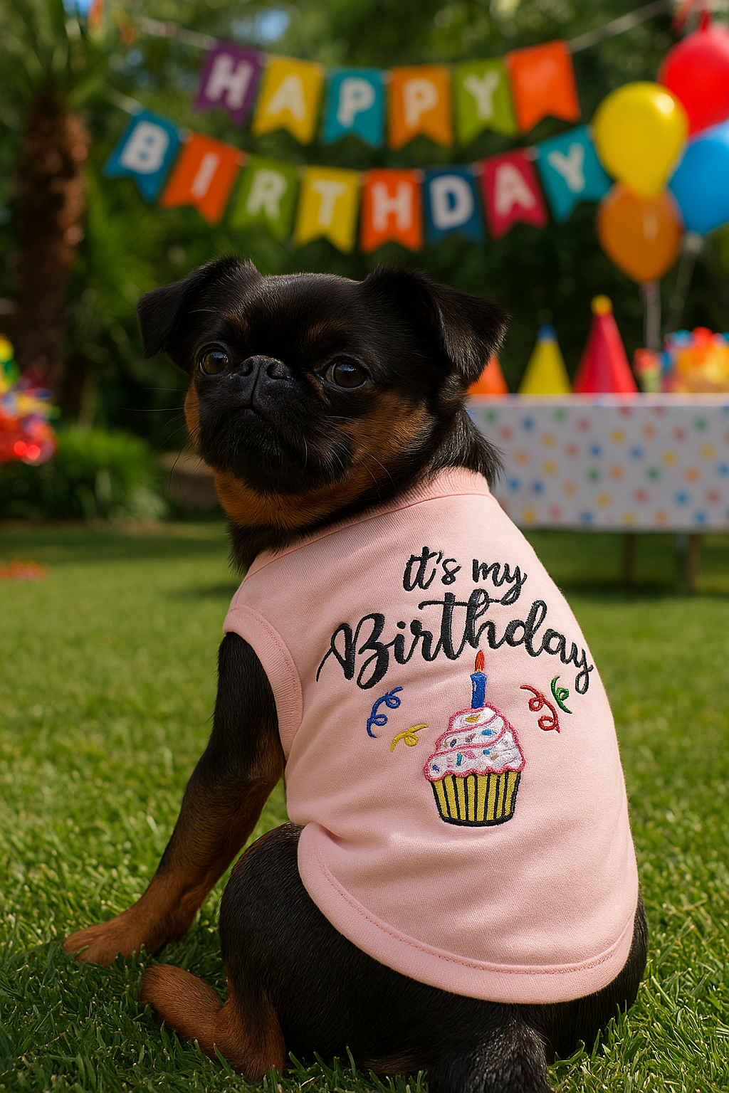 Parisian Pet 'Birthday Girl' Dog Shirt – Trendy and Breathable Party Outfit for Small Dogs & Cats, Pink