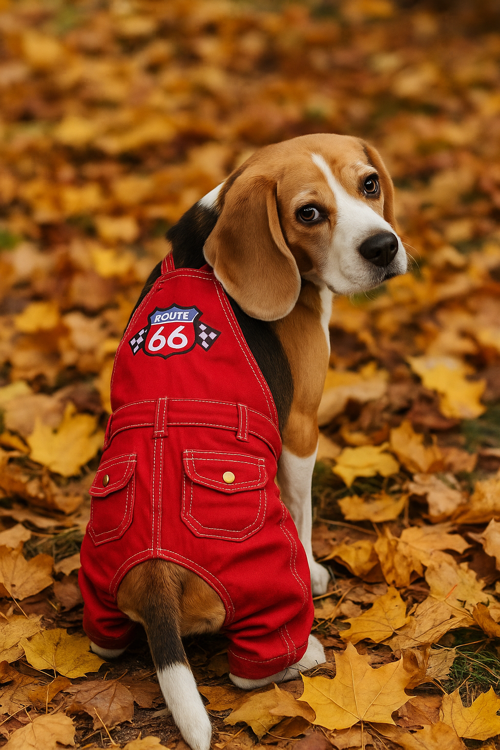 Parisian Pet 'Route 66 Jumpsuit' for Dogs and Cats, Fashionable Pet Jumpsuit for Parties, Red