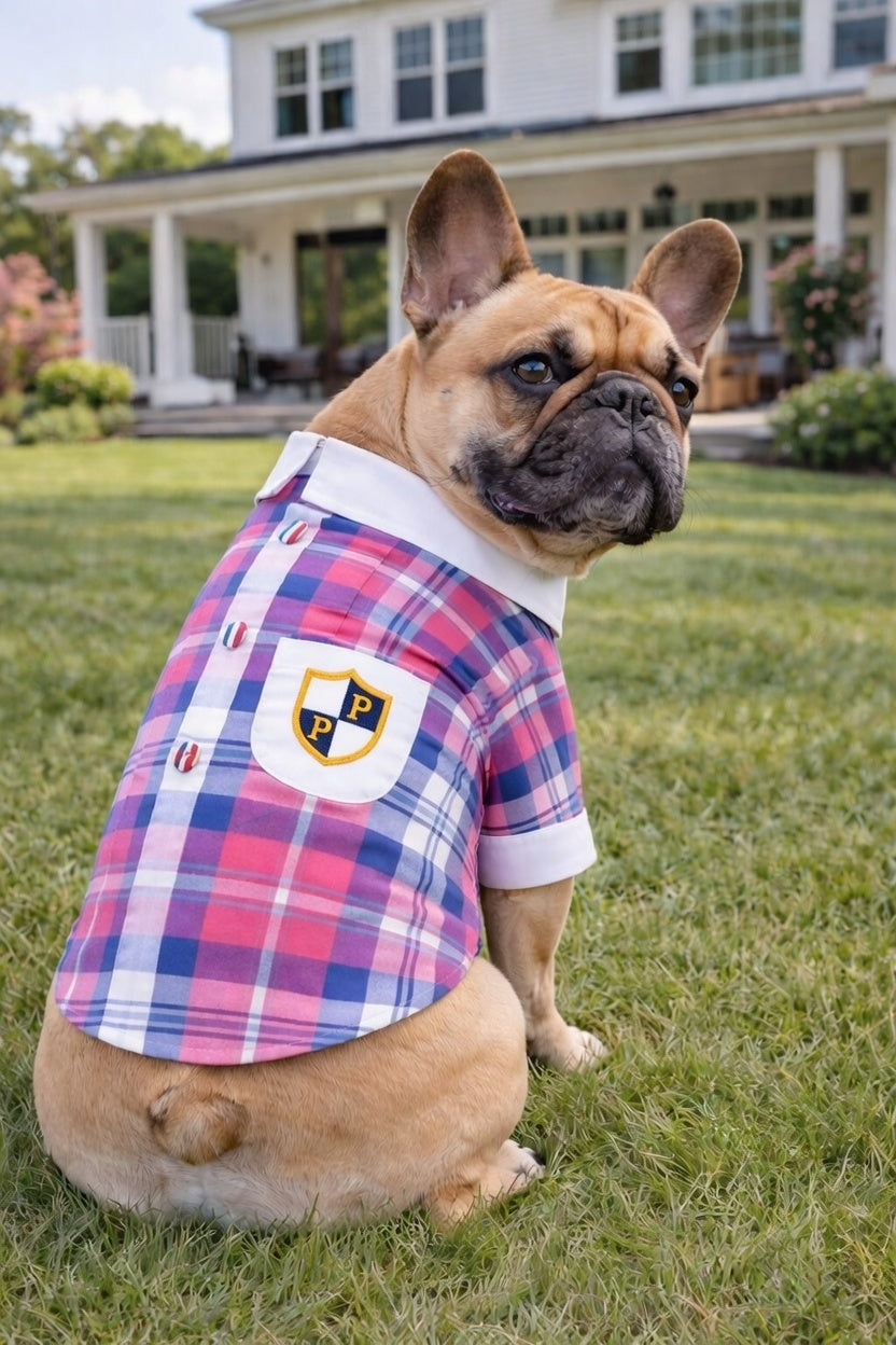 Parisian Pet ‘Plaid Dog Shirt’ Stylish Outfit for Dogs & Cats Pink