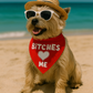 Parisian Pet 'Bitches Love Me' Bandana - Stylish, Comfortable, Trendy Red Bandana for Dogs & Cats, Fun Pet Fashion Accessory