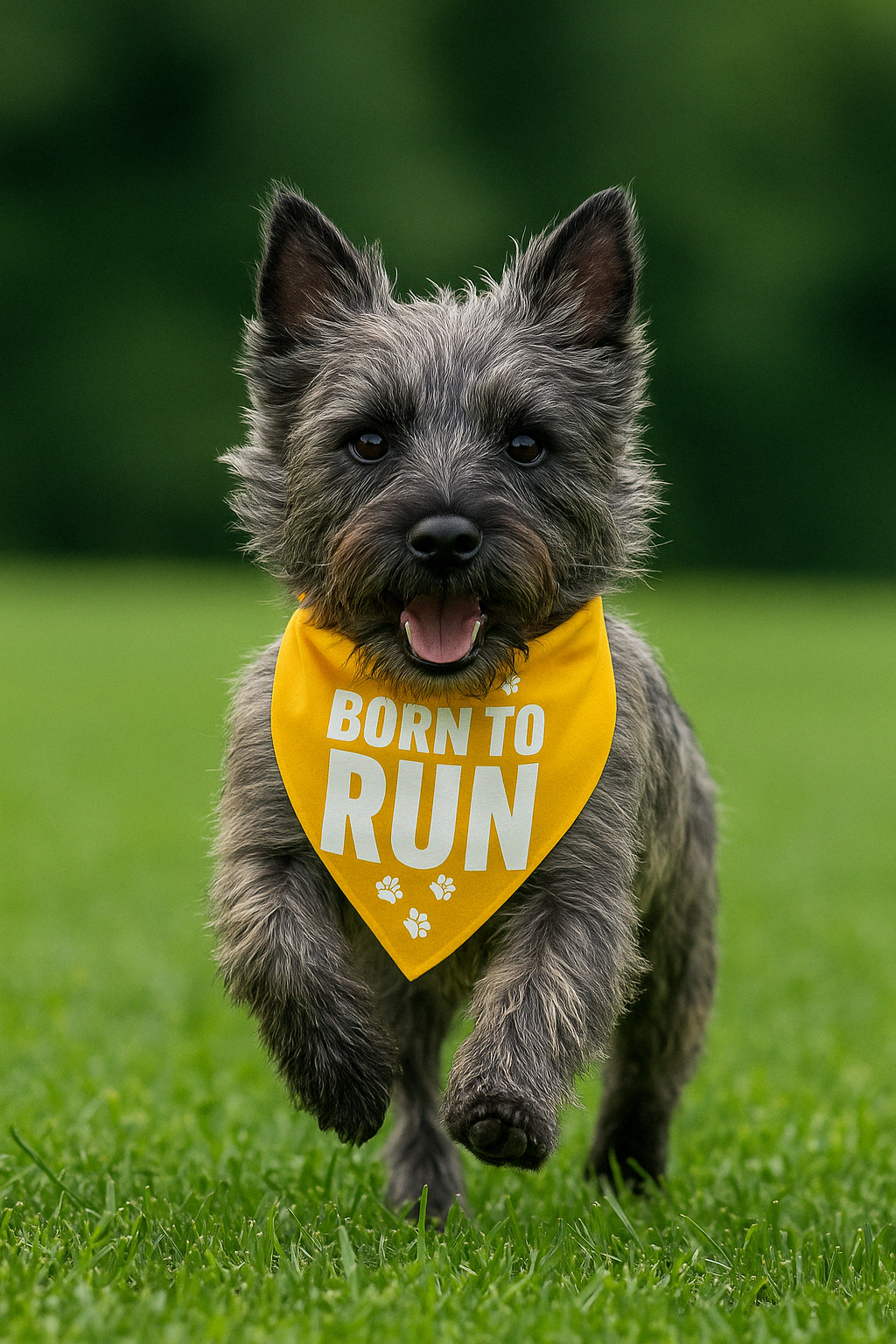 Parisian Pet 'Born to Run' Bandana - Fashionable, Soft, Comfortable Yellow Bandana for Dogs & Cats